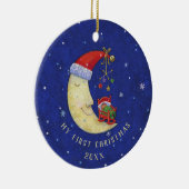 初めてのクリスマスサンタムーンベビーモノグラム名 セラミックオーナメント (右)
