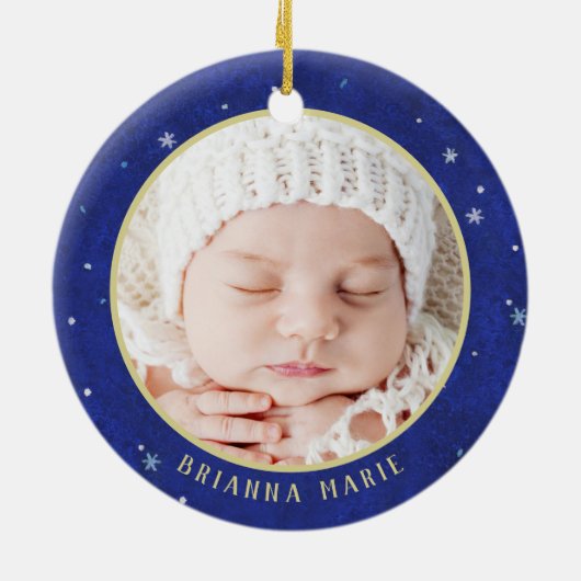 初めてのクリスマスサンタムーンベビーモノグラム名 セラミックオーナメント (裏面)