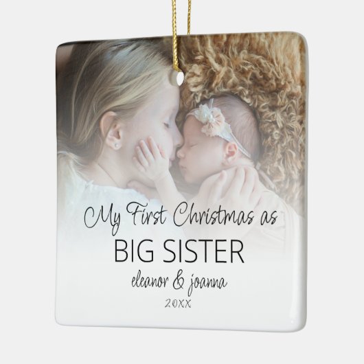 初めてのクリスマスシスターのフォトオーバーレイ名 セラミックオーナメント (左)