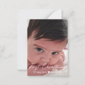 初めてのクリスマスシックな手書きベビーガールフォト ノートカード (正面)