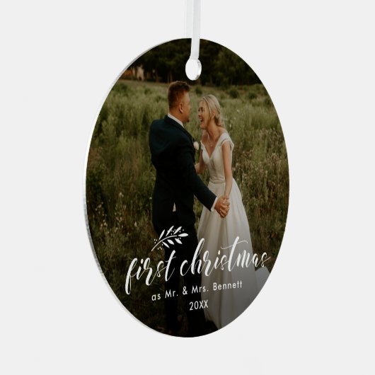 初めてのクリスマスシック手書き休日 メタルオーナメント (正面右)