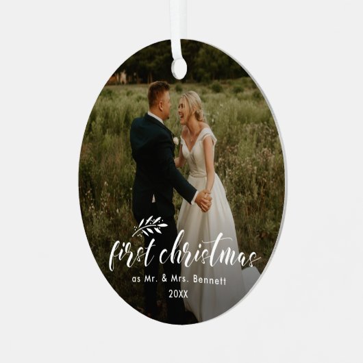 初めてのクリスマスシック手書き休日 メタルオーナメント (正面左)