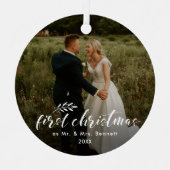 初めてのクリスマスシック手書き休日 メタルオーナメント (正面)