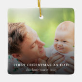 初めてのクリスマスシンプルをパパとして セラミックオーナメント (正面)