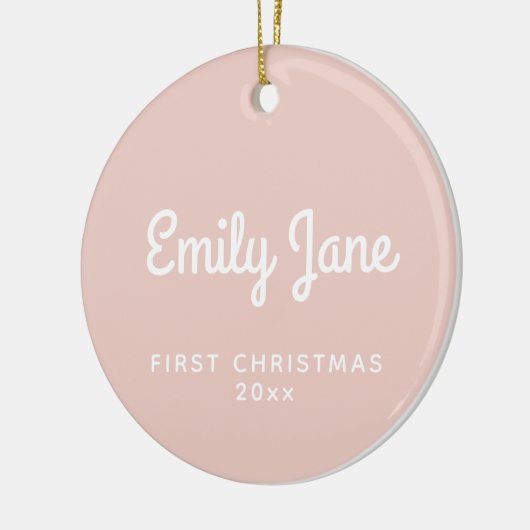 初めてのクリスマスシンプルベビー赤面パーソナライズされた セラミックオーナメント (左)