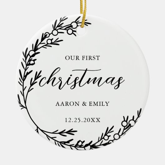 初めてのクリスマスジュニパーリースセラミックオーナメント セラミックオーナメント (正面)