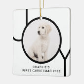 初めてのクリスマスジョイかわいい子犬カスタムの写真 セラミックオーナメント (左)