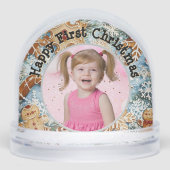 初めてのクリスマスジンジャーブレッド写真スノーグローブ (正面)