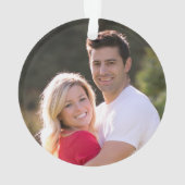 初めてのクリスマススウ婚約したォーターカラーホリー写真 オーナメント (裏面)