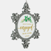 初めてのクリスマススウ婚約したォーターカラーホリー スノーフレークピューターオーナメント (左)