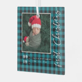 初めてのクリスマススクリプトベビー誕生の統計と写真 ガラスオーナメント (正面左)