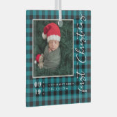 初めてのクリスマススクリプトベビー誕生の統計と写真 ガラスオーナメント (正面右)