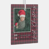 初めてのクリスマススクリプトベビー誕生の統計と写真 ガラスオーナメント (正面右)