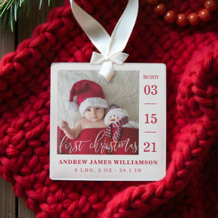 初めてのクリスマススクリプトベビー誕生の統計と写真 ガラスオーナメント