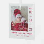 初めてのクリスマススクリプトベビー誕生の統計と写真 ガラスオーナメント (正面左)