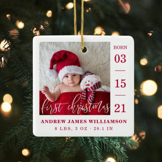 初めてのクリスマススクリプトベビー誕生の統計と写真 セラミックオーナメント