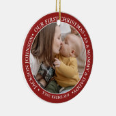初めてのクリスマススクリプトベビー誕生の統計と写真 セラミックオーナメント (右)
