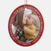 初めてのクリスマススクリプトベビー誕生の統計と写真 セラミックオーナメント (左)