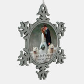 初めてのクリスマススタイリッシュの写結婚真を撮る スノーフレークピューターオーナメント (左)