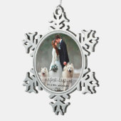 初めてのクリスマススタイリッシュの写結婚真を撮る スノーフレークピューターオーナメント (右)