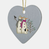初めてのクリスマススノウカップルと犬のオーナメント セラミックオーナメント (左)