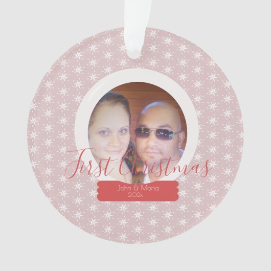 初めてのクリスマススノーグローブフォトスノーフレーク オーナメント (正面)