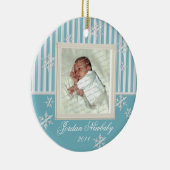 初めてのクリスマススノードフラックスライトブルー セラミックオーナメント (右)