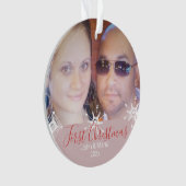 初めてのクリスマススノーフレーク写真ピンク オーナメント (正面)