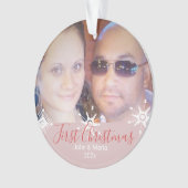 初めてのクリスマススノーフレーク写真ピンク オーナメント (正面)