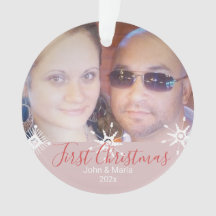 初めてのクリスマススノーフレーク写真ピンク