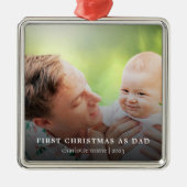 初めてのクリスマススパパエレガントフォトホリデー メタルオーナメント (正面)