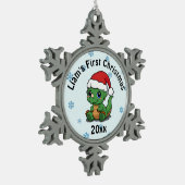 初めてのクリスマススパーソナライズされたノーフレークオーナメント スノーフレークピューターオーナメント (左)