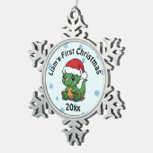 初めてのクリスマススパーソナライズされたノーフレークオーナメント スノーフレークピューターオーナメント (右)