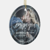 初めてのクリスマスス婚約したクリプトオーバーレイ写真 セラミックオーナメント (右)