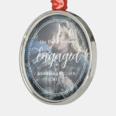 初めてのクリスマスス婚約したクリプトオーバーレイ写真 メタルオーナメント (左)