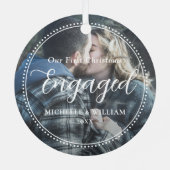 初めてのクリスマスス婚約したクリプトオーバーレイ写真 メタルオーナメント (裏面)