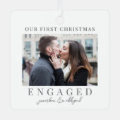 初めてのクリスマスス婚約したクリプトカスタム写真 メタルオーナメント (正面)