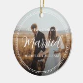 初めてのクリスマスス結婚したクリプトオーバーレイ写真 セラミックオーナメント (左)