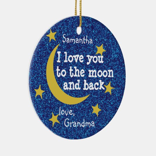 初めてのクリスマスズおばあちゃんがお月さまと背中を愛 セラミックオーナメント (右)