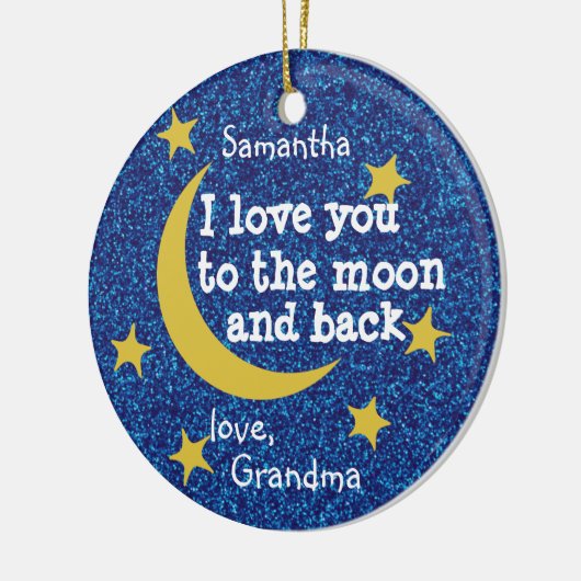 初めてのクリスマスズおばあちゃんがお月さまと背中を愛 セラミックオーナメント (左)