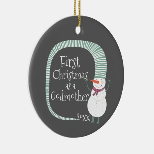 初めてのクリスマスズアゴドマザーパーソナライズされた雪だるま セラミックオーナメント (右)