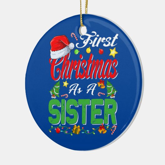 初めてのクリスマスズアシスターサンタハットパジャマクリスマス セラミックオーナメント (左)