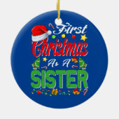 初めてのクリスマスズアシスターサンタハットパジャマクリスマス セラミックオーナメント (裏面)