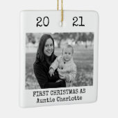 初めてのクリスマスズアスナーブランド黒と白シンプル セラミックオーナメント (右)