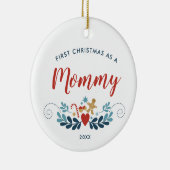 初めてのクリスマスズアスマムマパーソナライズされたスカンジフォーク セラミックオーナメント (右)