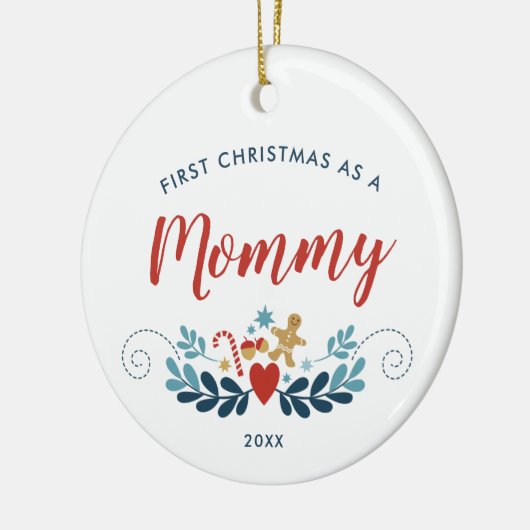 初めてのクリスマスズアスマムマパーソナライズされたスカンジフォーク セラミックオーナメント (左)
