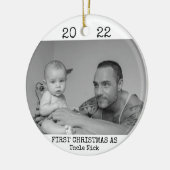 初めてのクリスマスズアズアンクルブラックとホワイトモダン セラミックオーナメント (左)