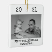 初めてのクリスマスズアズアンクルブラックアンドホワイトシンプル セラミックオーナメント (右)