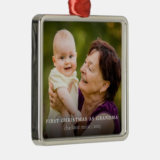 初めてのクリスマスズアズグラマエレガントーンフォトホリデー メタルオーナメント (右)