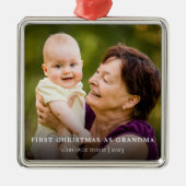 初めてのクリスマスズアズグラマエレガントーンフォトホリデー メタルオーナメント (正面)